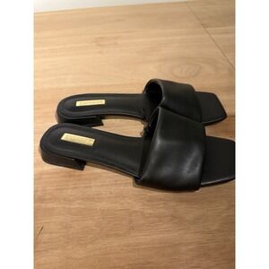 Express Black Slip-On Block Heel Sandals Women's Size 9.5 Square Toe